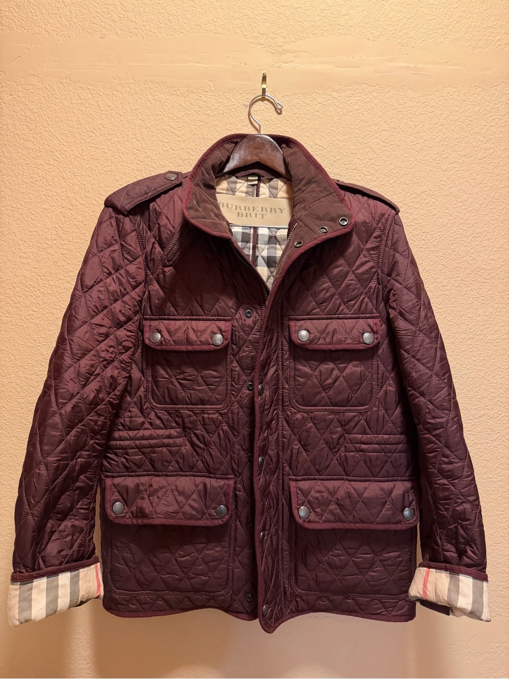 Burberry Brit Quilted Jacket Burgundy Size M